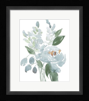 Framed Restful Blue Floral I Print