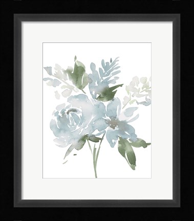 Framed Restful Blue Floral II Print