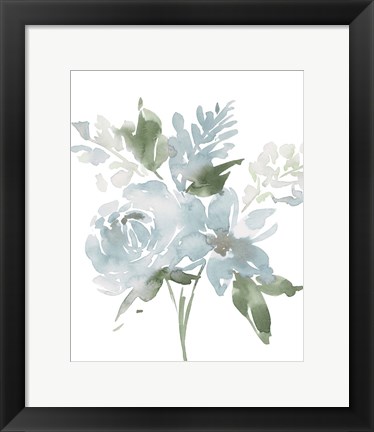 Framed Restful Blue Floral II Print