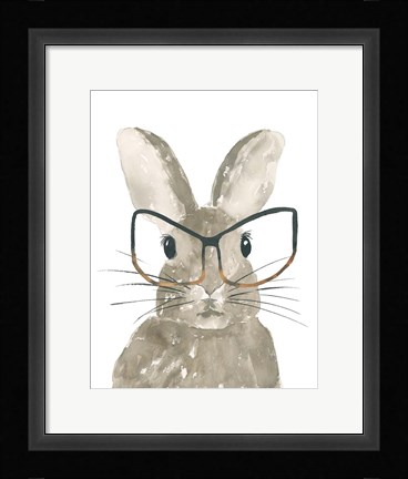 Framed Bunny With Glasses Print