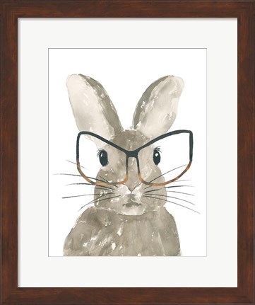Framed Bunny With Glasses Print
