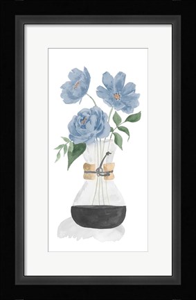 Framed Tumbler Of Blue Flowers I Print