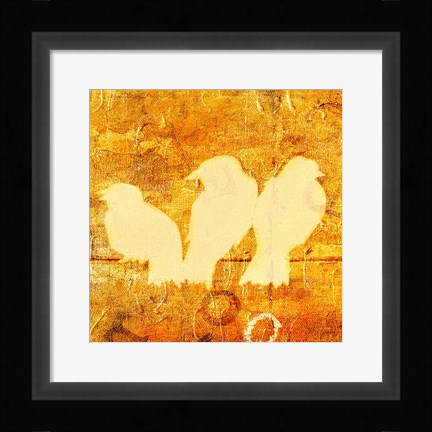 Framed Birds Meeting Orange II Print