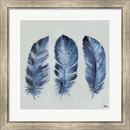 Framed Indigo Feathers II Print
