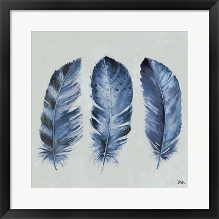 Framed Indigo Feathers II Print