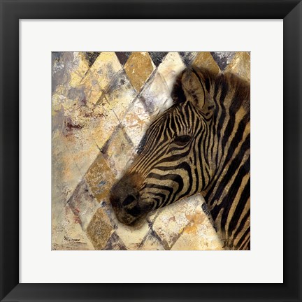Framed Golden Safari I (Zebra) Print