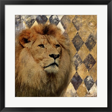 Framed Golden Safari IV (Lion) Print