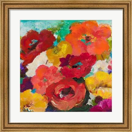 Framed Cheerful Flowers Square Print
