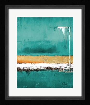 Framed Teal Rain Print