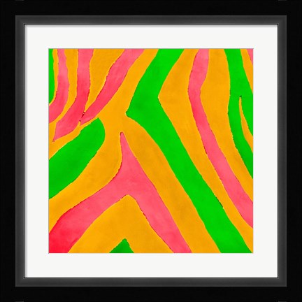 Framed Psychedelic Zebra Print I Print