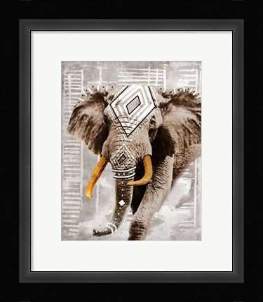 Framed Modern Boho Elephant Print