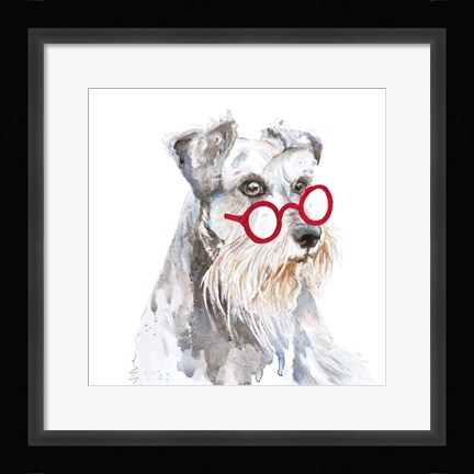 Framed Schnauzer With Glasses Print