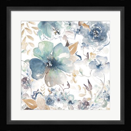 Framed Indigo Beauty on White I Print