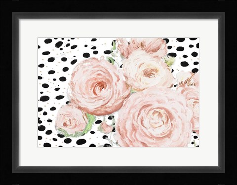 Framed Soft Romance on Black Dots Print