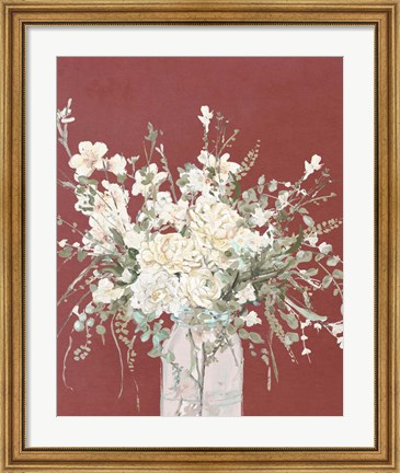 Framed Warm Flowers in Glass Vase Print