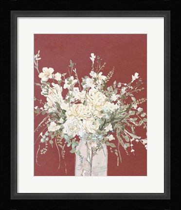 Framed Warm Flowers in Glass Vase Print