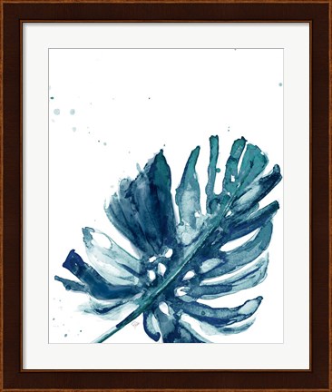 Framed Teal Palm Frond I Print