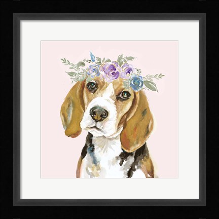 Framed Flower Crown Pet I Print