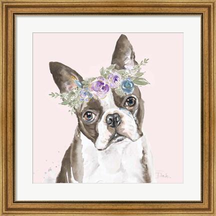 Framed Flower Crown Pet III Print
