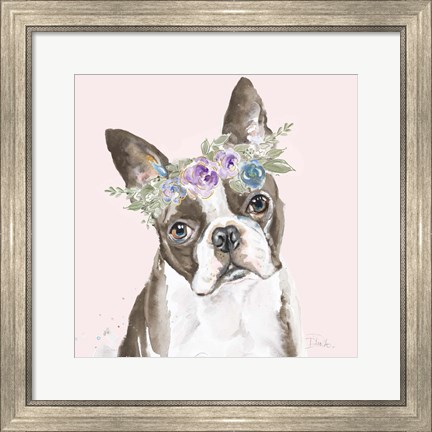 Framed Flower Crown Pet III Print