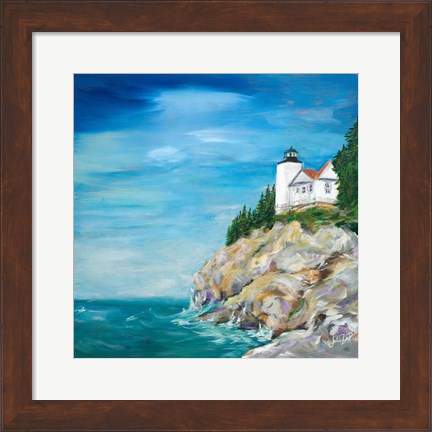 Framed Lighthouse on the Rocky Shore II Print