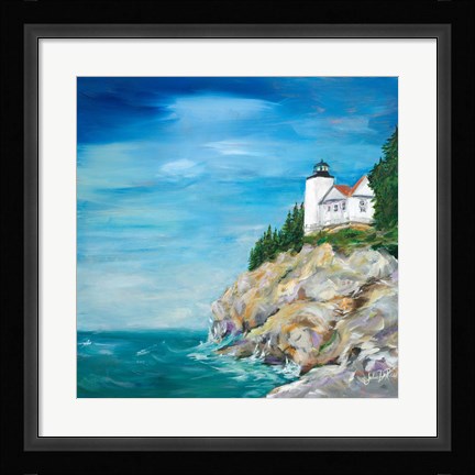Framed Lighthouse on the Rocky Shore II Print