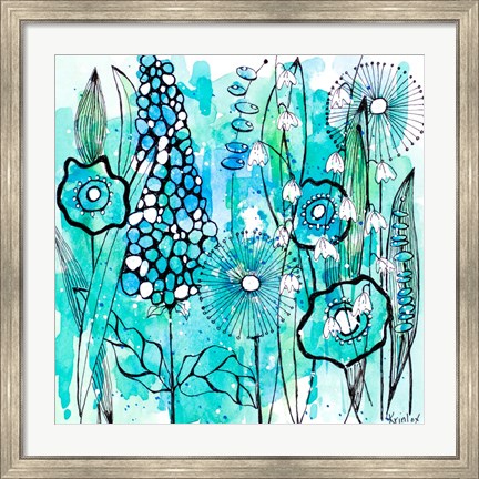Framed Cool Floral Day Square Print