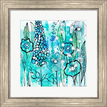 Framed Cool Floral Day Square Print