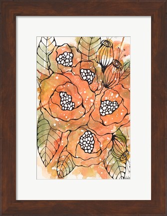Framed Burnt Orange Bouquet Print