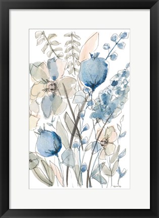Framed Blue And White Floral I Print