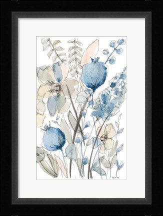 Framed Blue And White Floral I Print