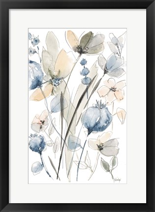 Framed Blue And White Floral II Print