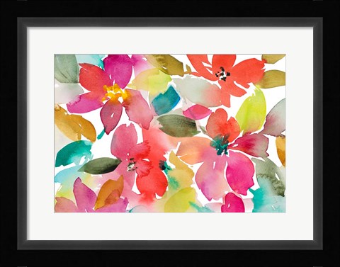 Framed Contemporary Red Blooms Print