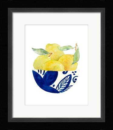 Framed Bowl of Lemons I Print