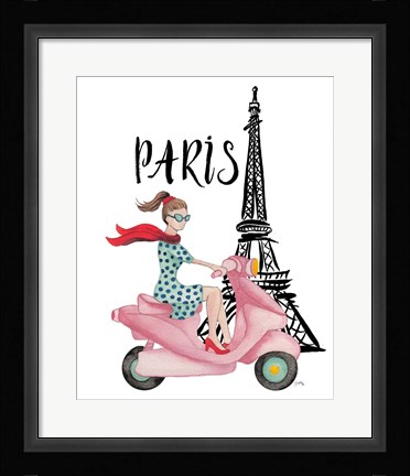 Framed Paris By Moped Print