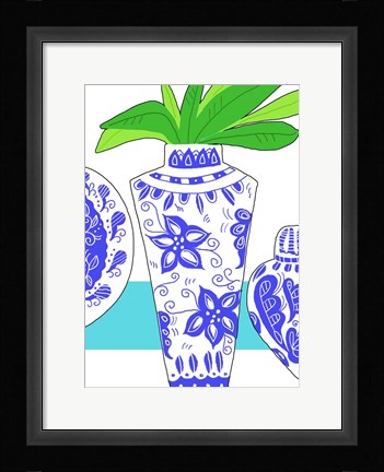 Framed Blue Vase I Print