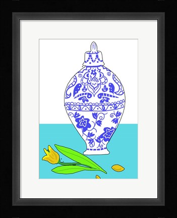 Framed Blue Vase II Print
