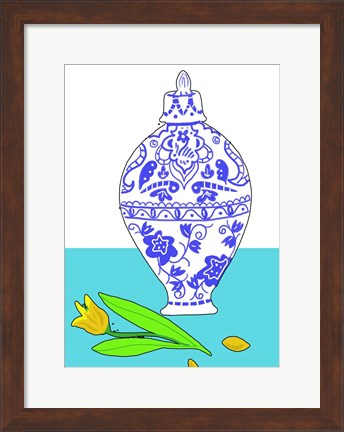 Framed Blue Vase II Print