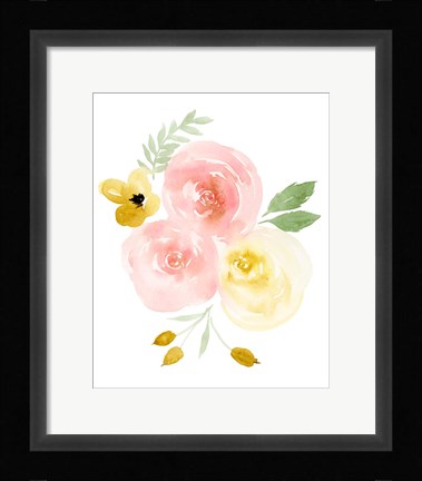 Framed Watercolor Roses I Print