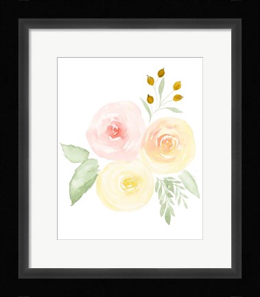 Framed Watercolor Roses II Print