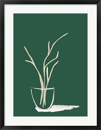 Framed Small Branch Display On Green Print