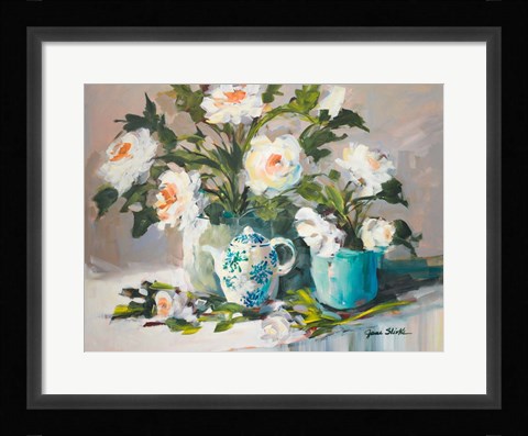 Framed White Peonies II Print