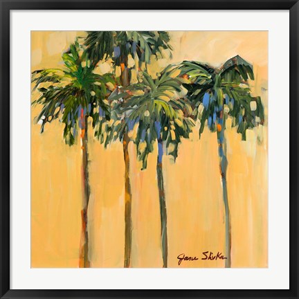 Framed Tropical Palms on Yellow Print