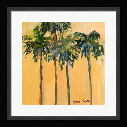 Framed Tropical Palms on Yellow Print