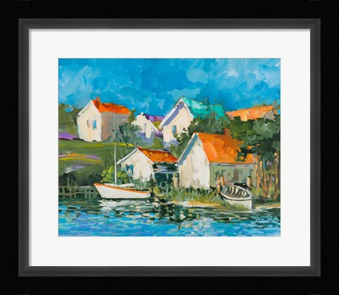 Framed Lake Town Print