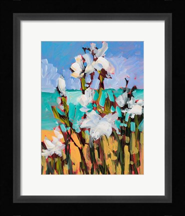 Framed Flowers By The Beach Print