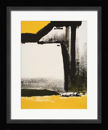 Framed Yellow Abstract Vertical I Print