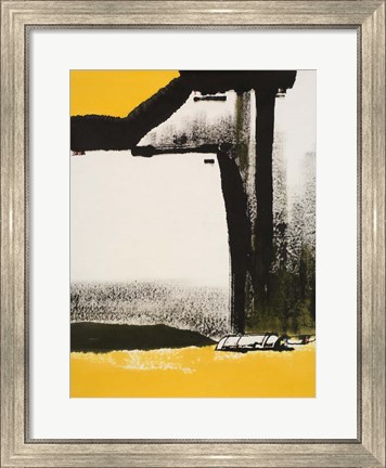 Framed Yellow Abstract Vertical I Print