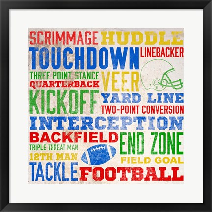 Framed Colorful Football Typography Print