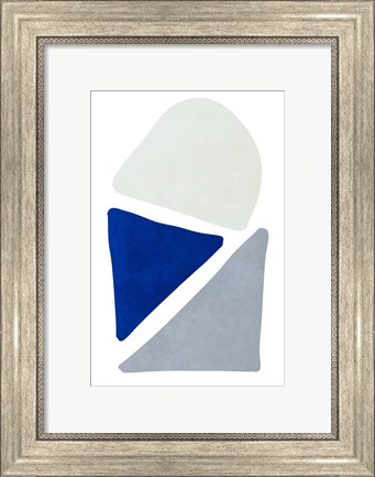 Framed Blue Simple Shapes II Print